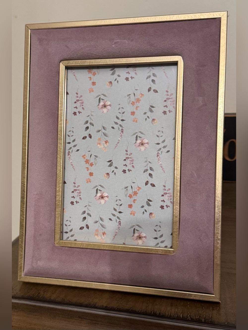Lavendar Velvet Gold-Trim Photo Frame - 4”x6” 💜💛 NWOT